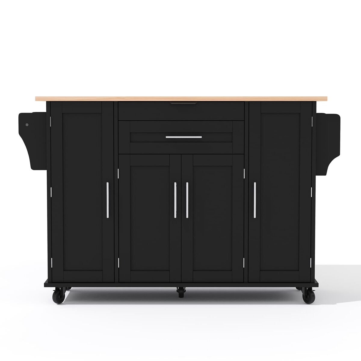 Ilha de cozinha móvel 120x45 cm - bancada extensível 70 cm, gaveta oculta, prateleiras ajustáveis, prateleira para especiarias, suporte para toalhas -