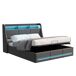 Cama multifuncional: armazenamento, LED, tomada Cama multifuncional: armazenamento, LED, tomada Cinza