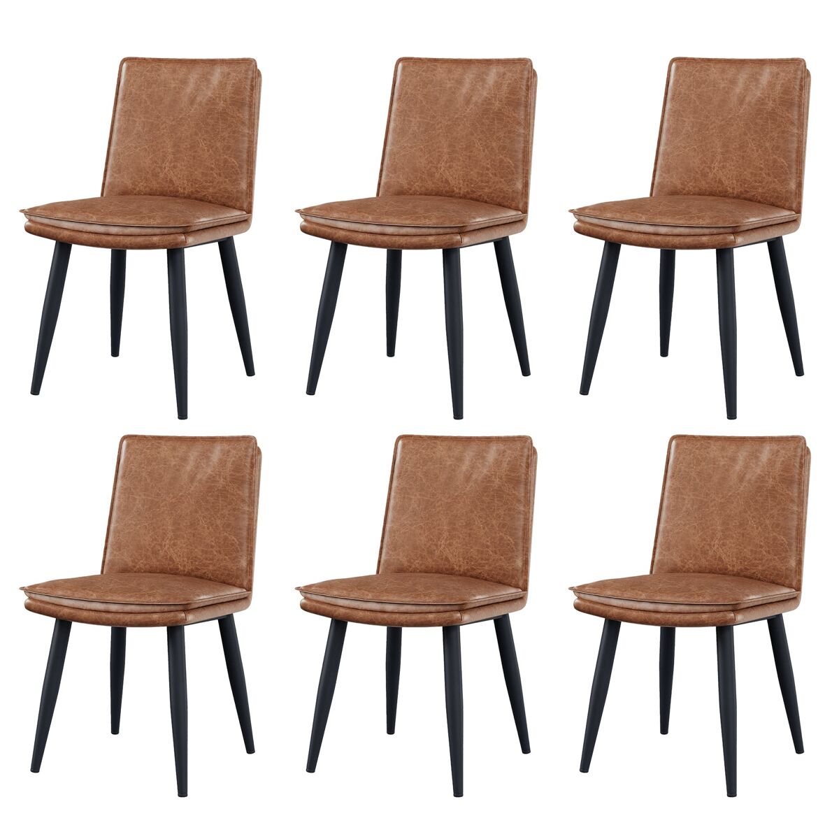 Cadeiras de sala de jantar 6 unidades - pu, almofadas duplas, confortáveis e modernas - castanho