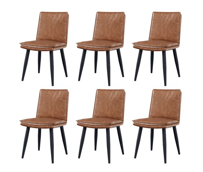 Cadeiras de sala de jantar 6 unidades - pu, almofadas duplas, confortáveis e modernas - castanho