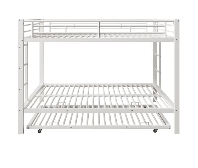 Beliche 140x200 cm - estrutura em ferro, cama com cama extraível, grade alta, branco