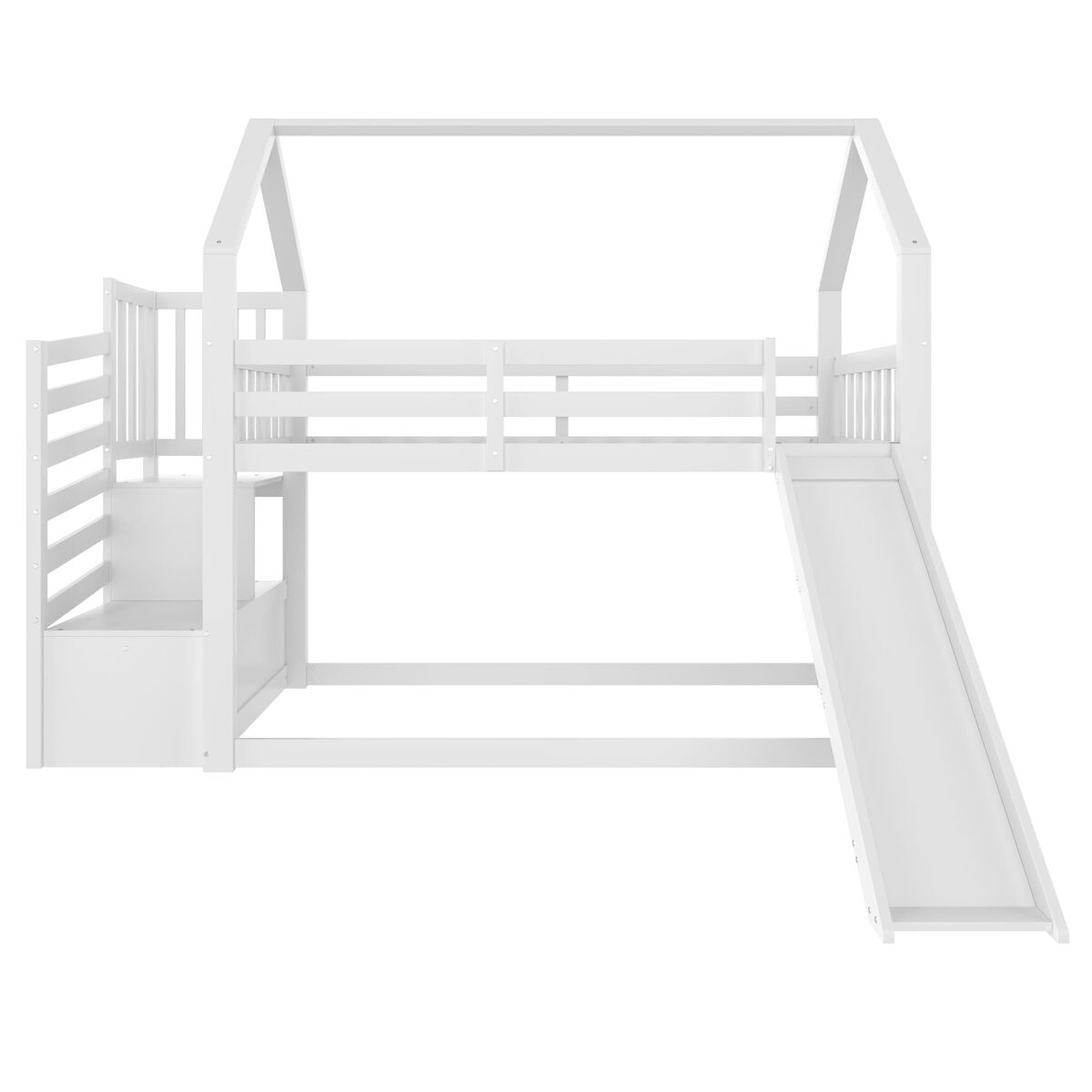 Beliche 90x200 cm - com escada, escorregador e corrimão, sem colchão, branco