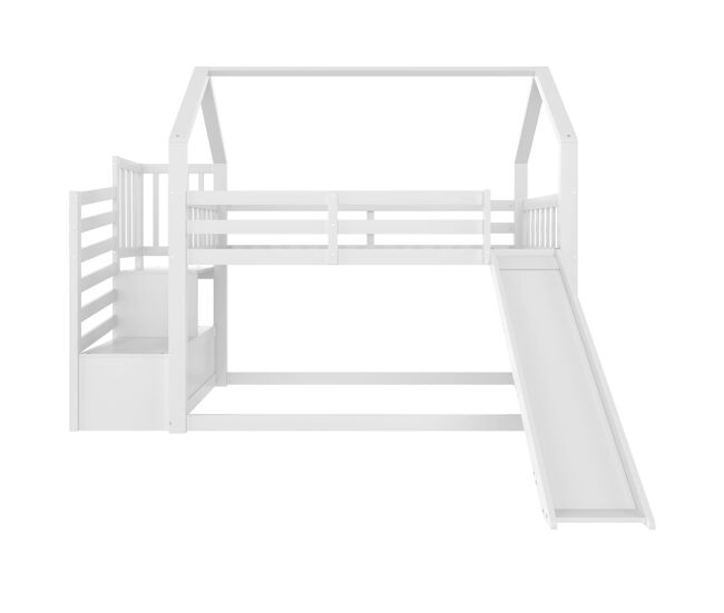 Beliche 90x200 cm - com escada, escorregador e corrimão, sem colchão, branco