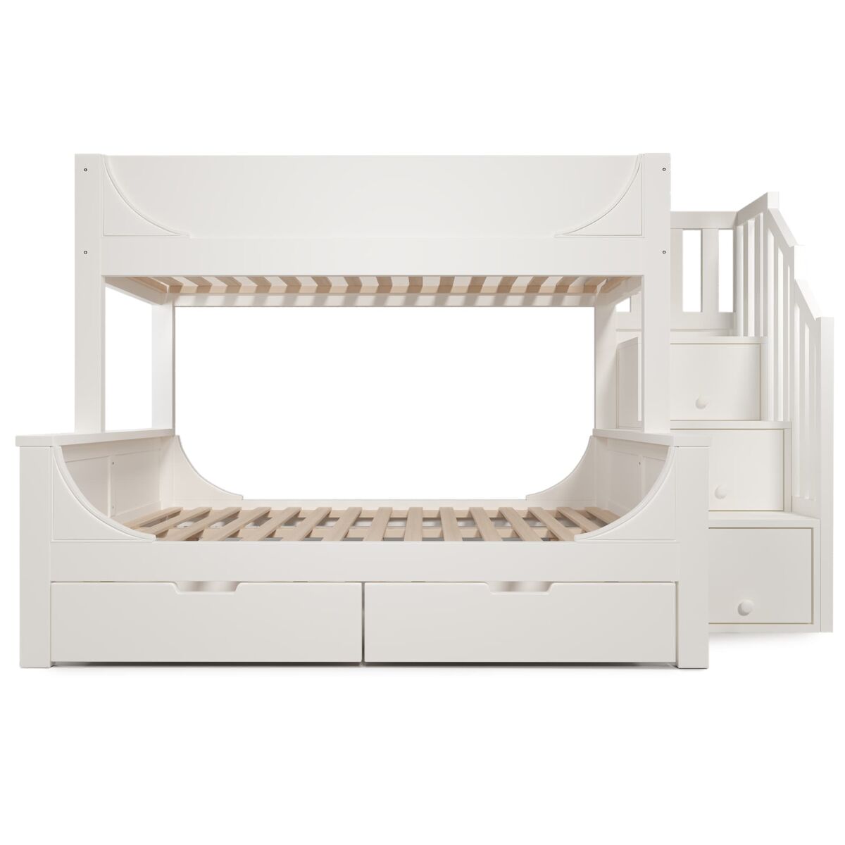 Beliche 90x200cm & 140x200cm - design elegante com escadas, proteção contra quedas, branco