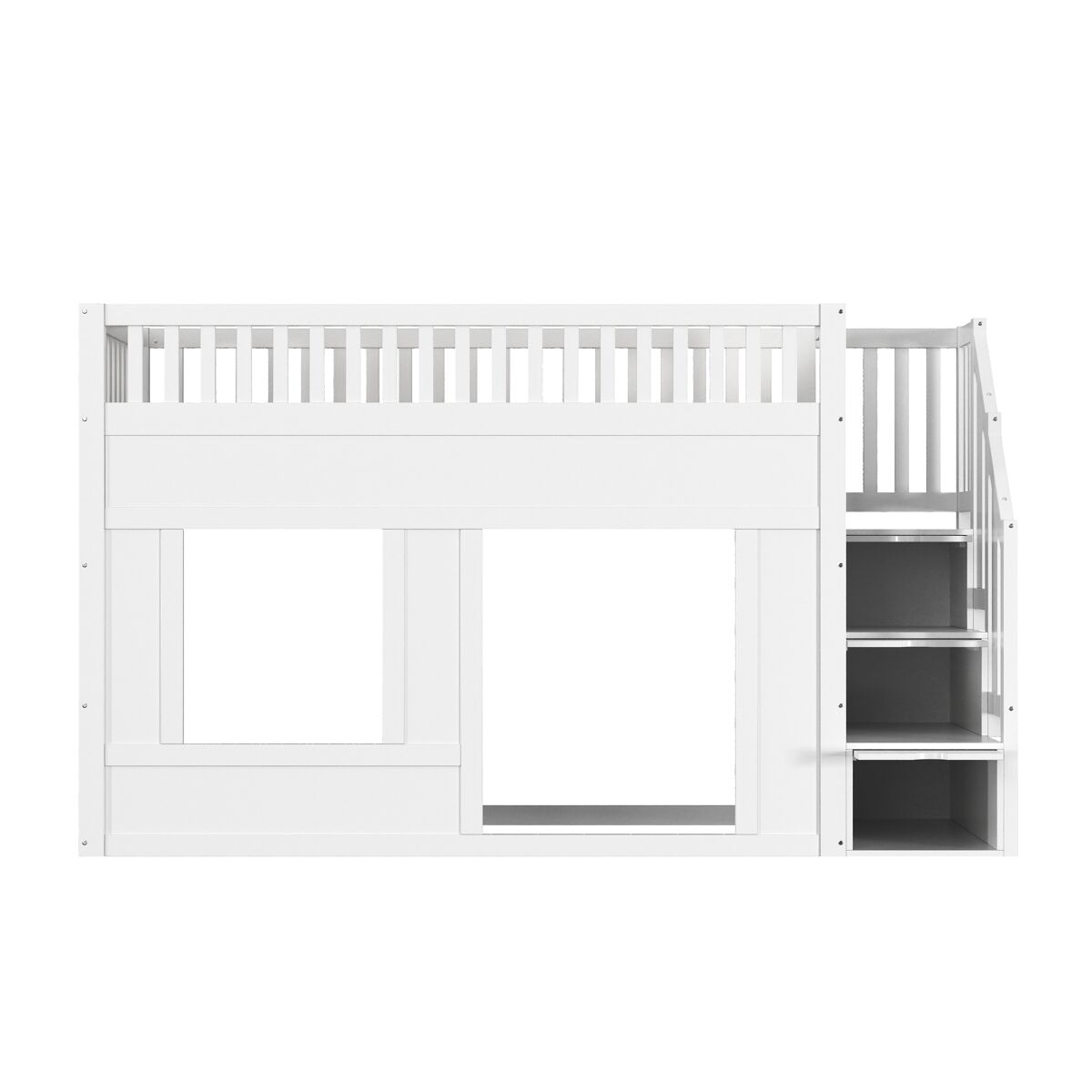 Cama infantil, beliche (90 x 200 cm), cama alta, multifuncional com armário com escada, espaço conversível na parte inferior, branca