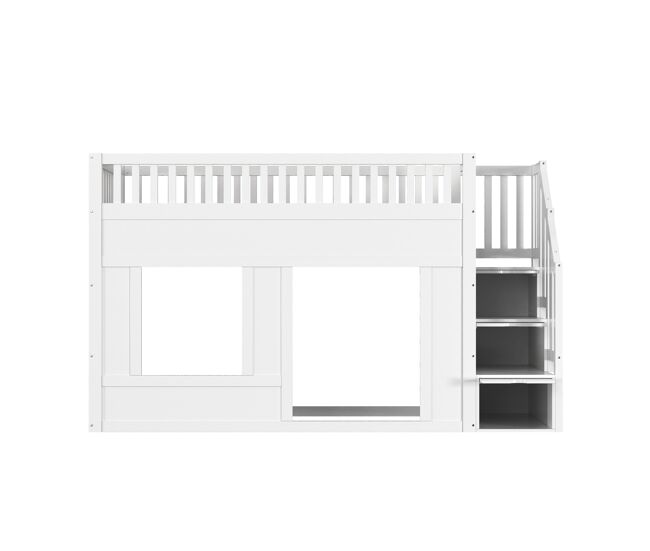 Cama infantil, beliche (90 x 200 cm), cama alta, multifuncional com armário com escada, espaço conversível na parte inferior, branca
