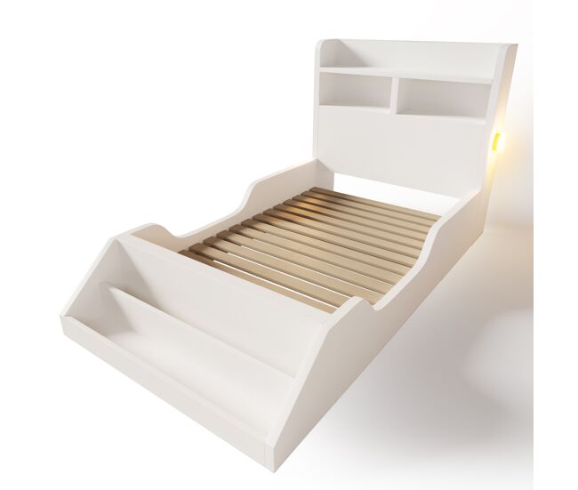 Cama de criança,cama de solteiro de madeira maciça 90x200 cm,branco