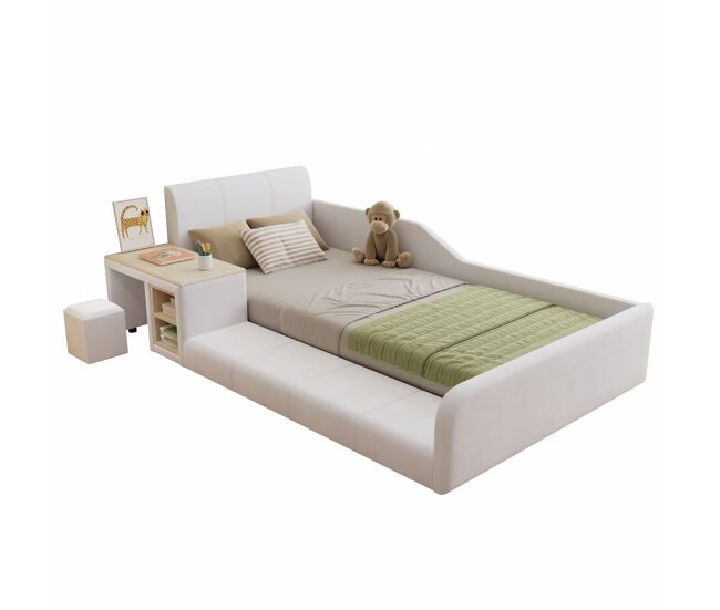Cama de criança,cama de solteiro de veludo 90x200 cm,branco