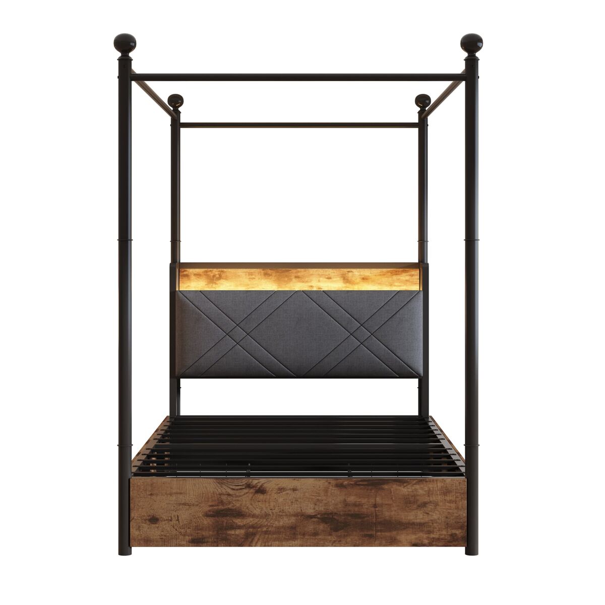 Cama multifuncional 90x190 - com arrumação, duas gavetas, duas portas usb/type-c - preto