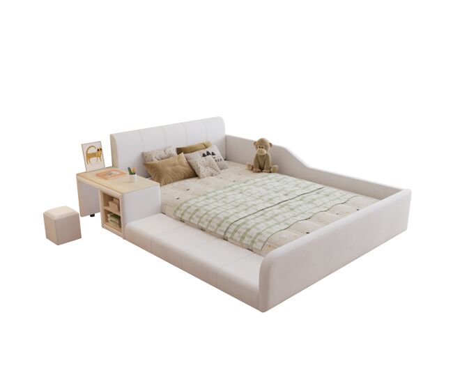 Cama de criança,cama de casal de veludo 140x200 cm,branco