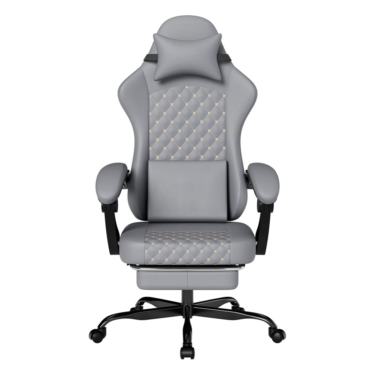 Cadeira gaming - ergonómica com massagem e apoio para os pés, 150 kg - cinza