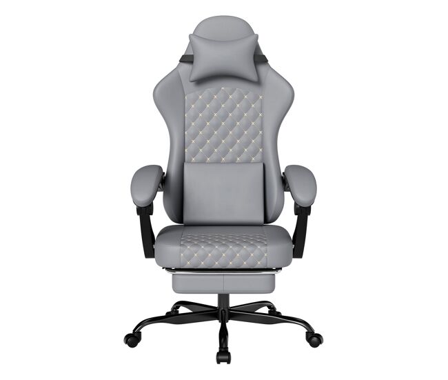 Cadeira gaming - ergonómica com massagem e apoio para os pés, 150 kg - cinza