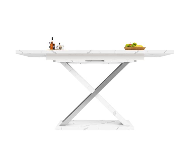 Mesa extensível 118-157 cm - mesa de jantar e cozinha com pernas cruzadas - branco