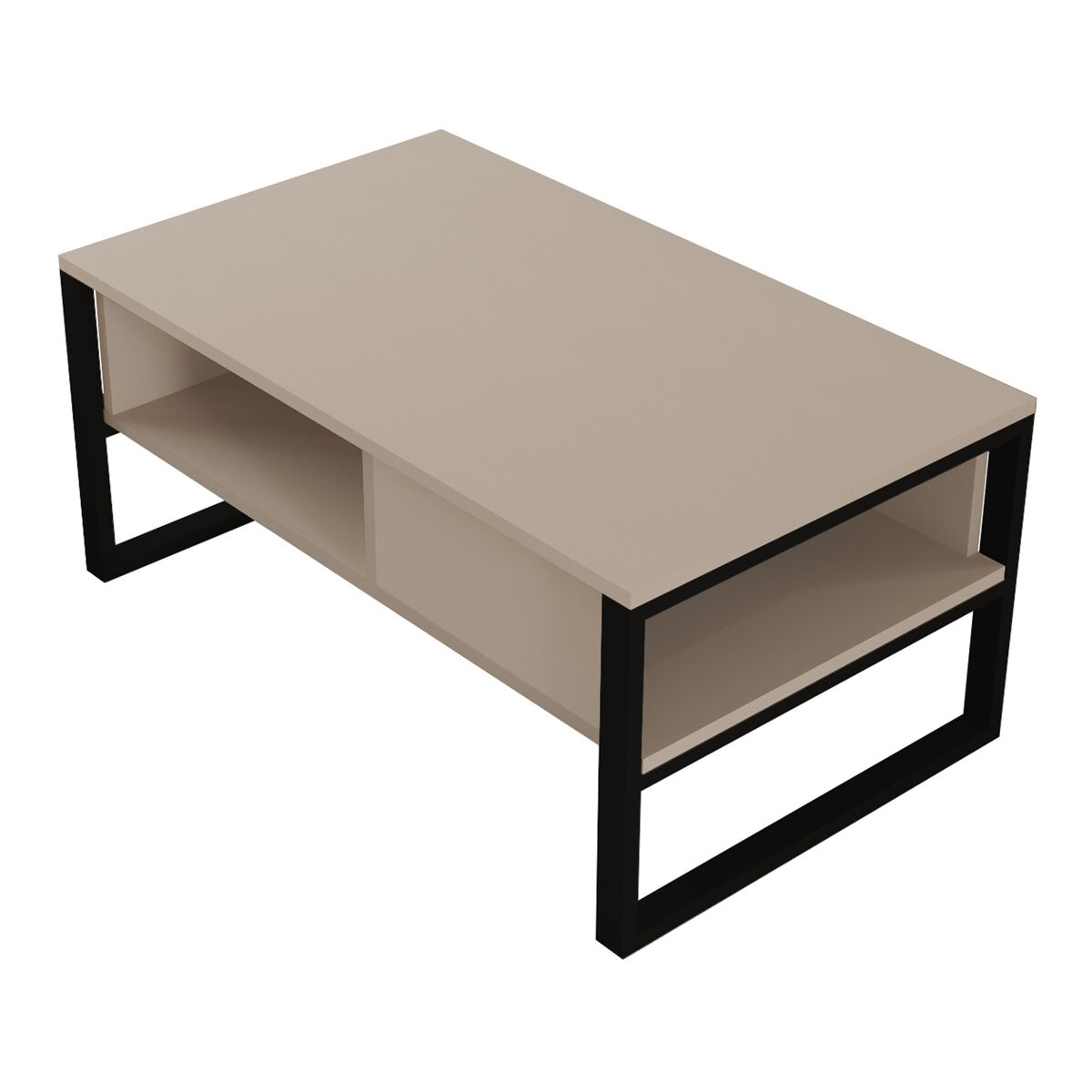 Mesa de centro laukaa retangular metal 100x60x45cm cinzento bege [en.casa]