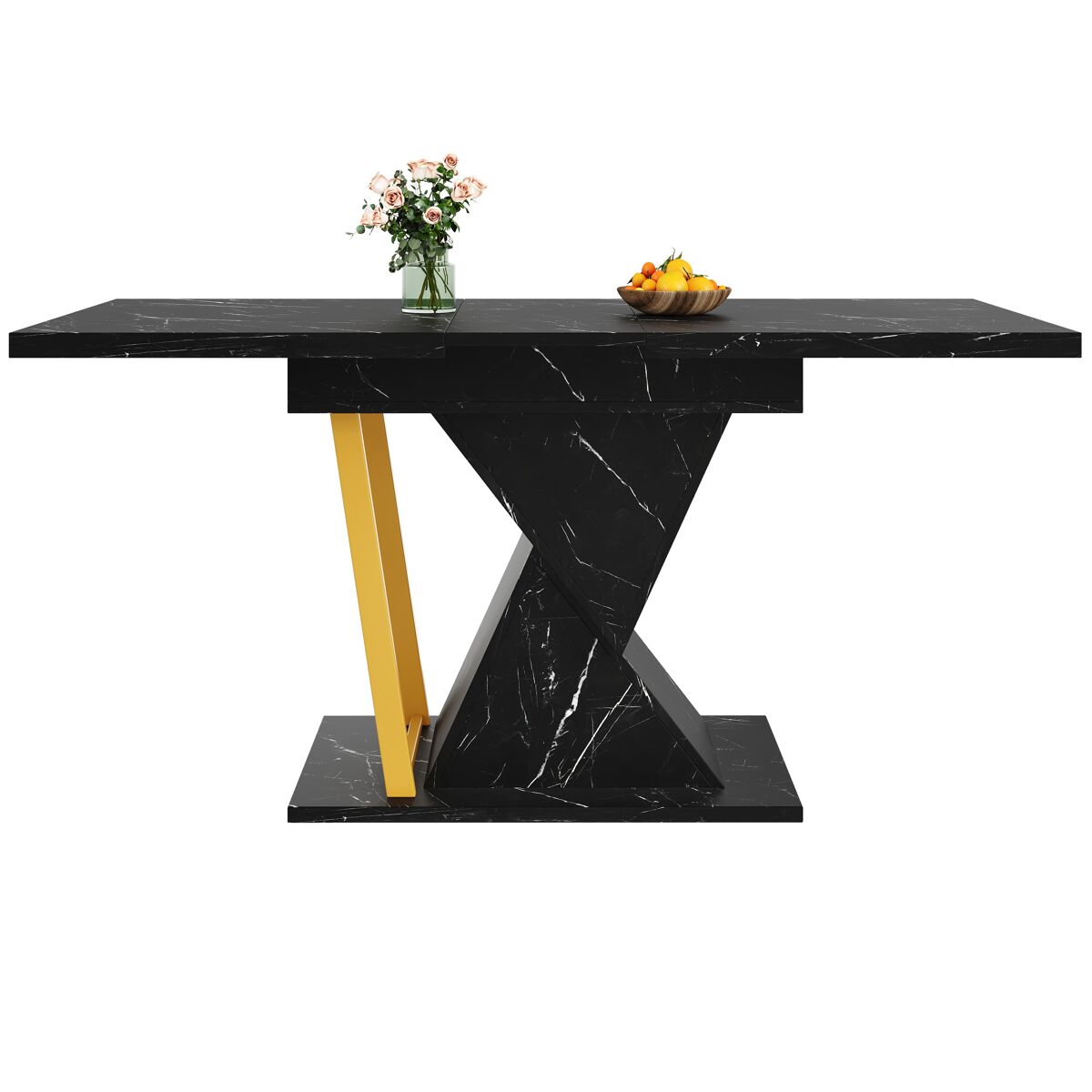 Mesa extensível 110x80x76 cm - para sala de jantar e cozinha - extensível até 140 cm - preto