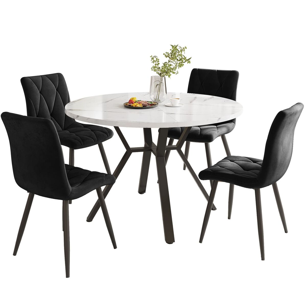 Conjunto de mesas e cadeiras de sala de jantar 100x100