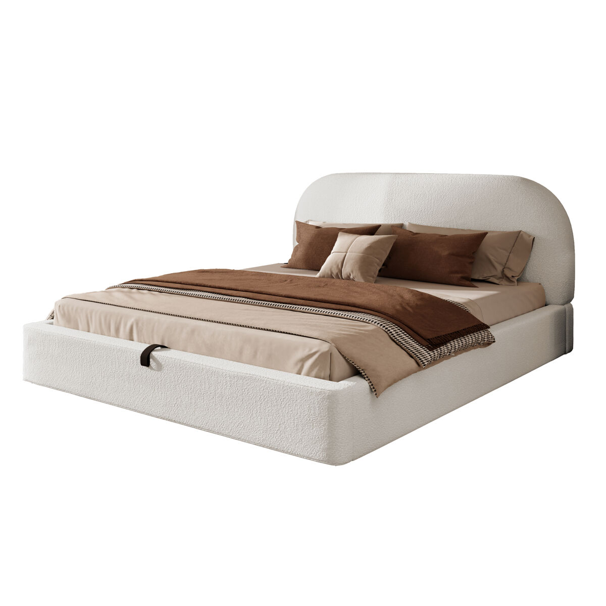 Cama de casal de tecido 180x200 cm com armazenamento,bege