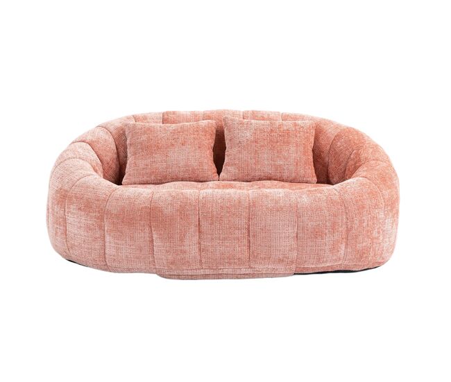 Sofá puff individual - confortável e durável, encosto alto - rosa