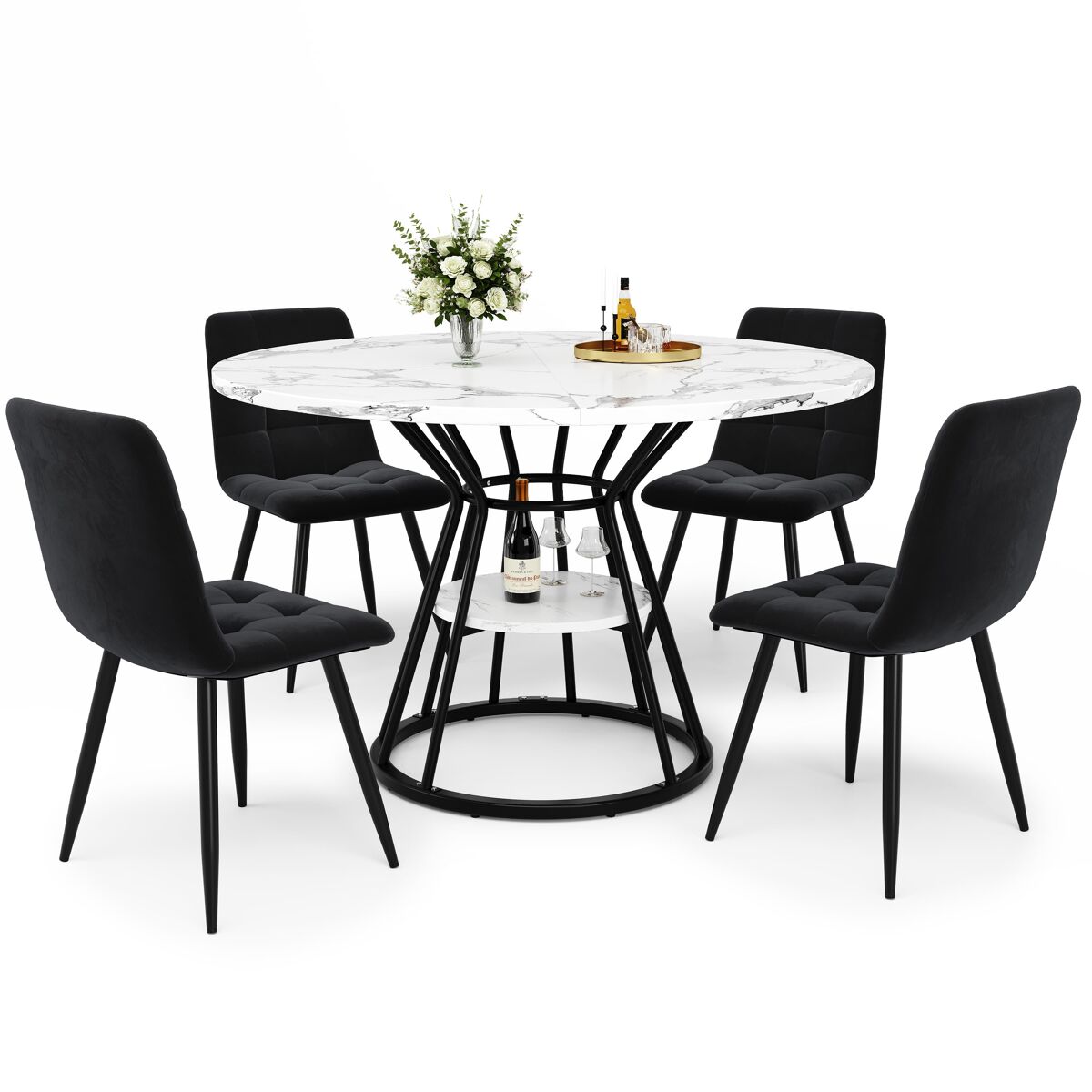 Conjunto de mesas e cadeiras de sala de jantar 100x100