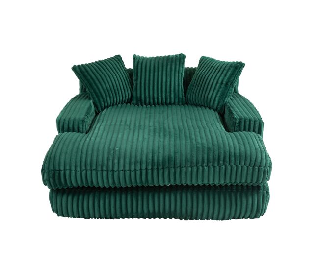 Sofá-cama individual - chão, estilo nuvem, com 3 almofadas - verde esmeralda