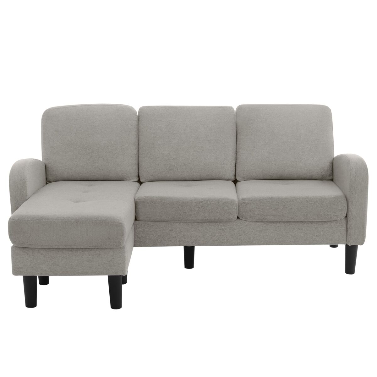 Sofá de canto em l de 3 lugares 166x118 cm - modular com chaise longue - cinzento