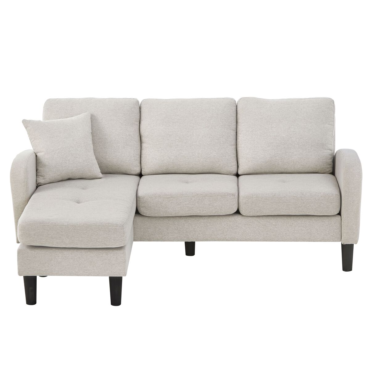 Sofá de canto em l 3 lugares 166x118x77 cm - modular com chaise longue - cinza claro