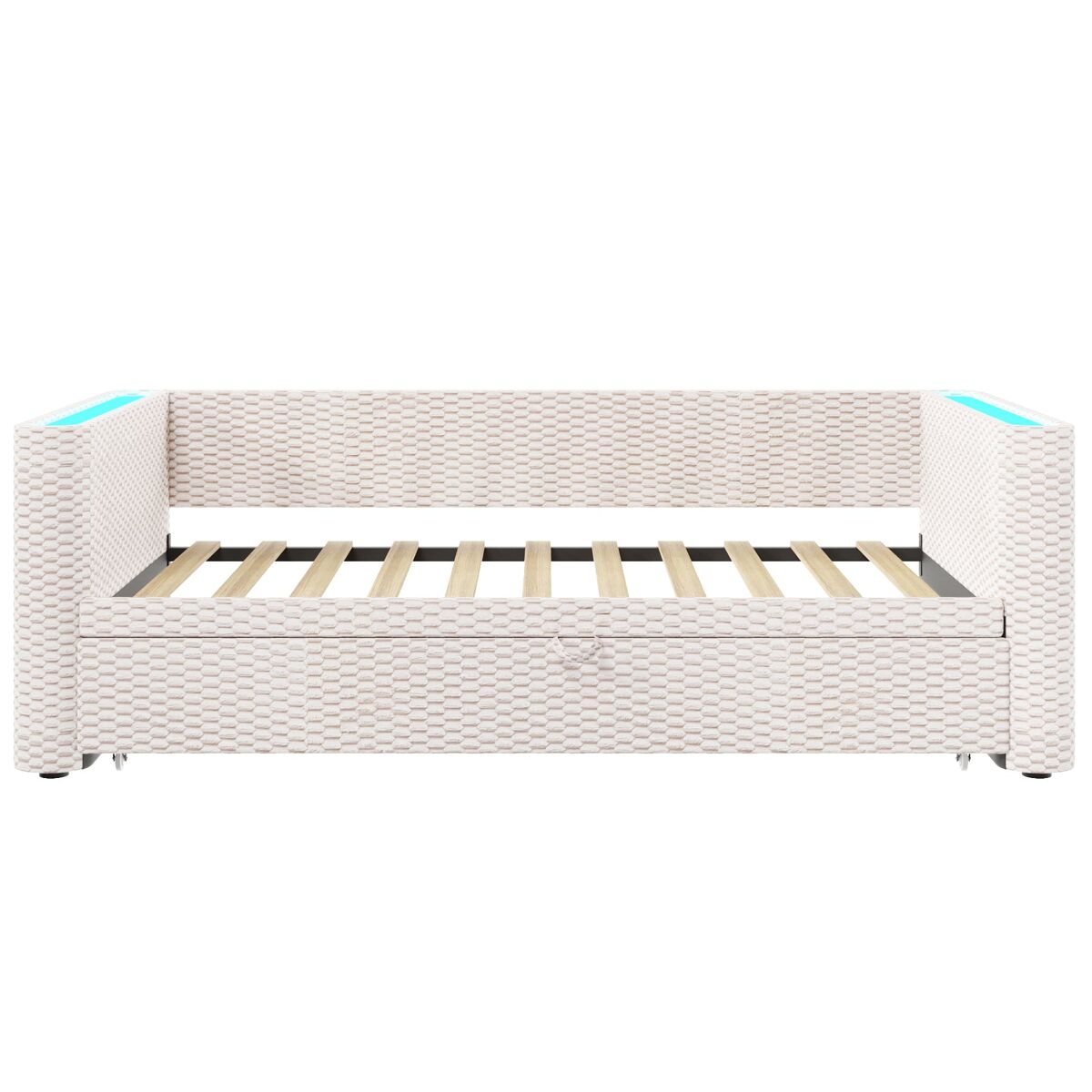 Cama de dia 90x200 cm - sofá-cama multifuncional com barra led - bege