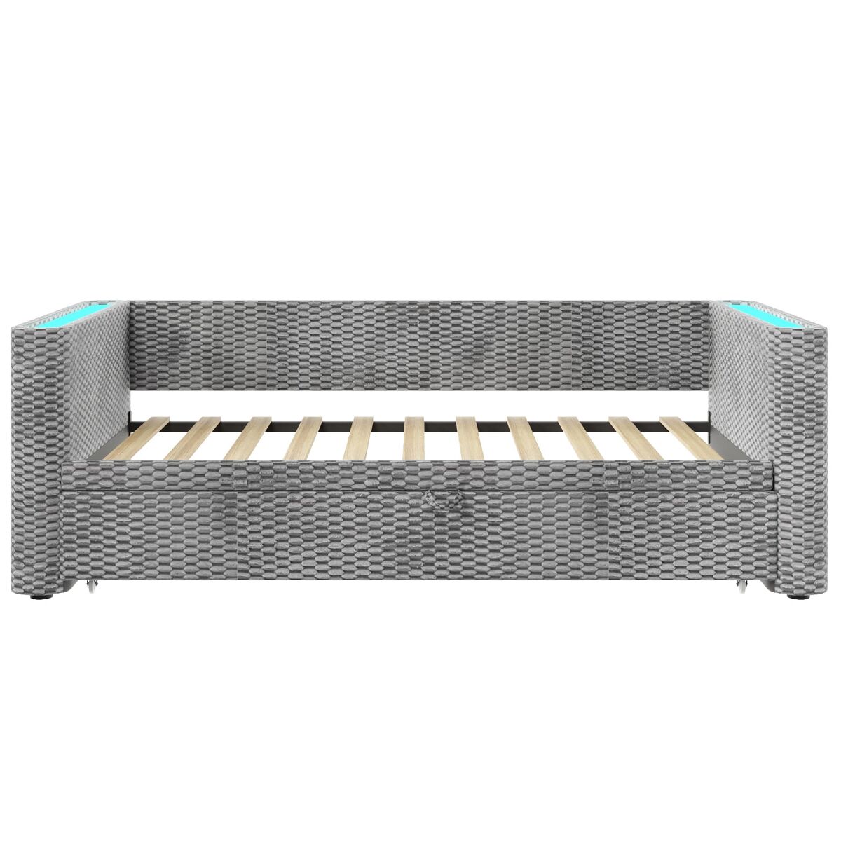 Sofá-cama 90x200 cm - design multifuncional com fitas led, base, veludo - cinza