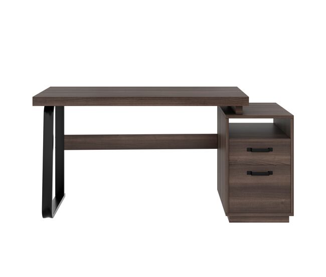 Secretária moderna 135x54 cm - design minimalista, com arrumação multifuncional - castanho