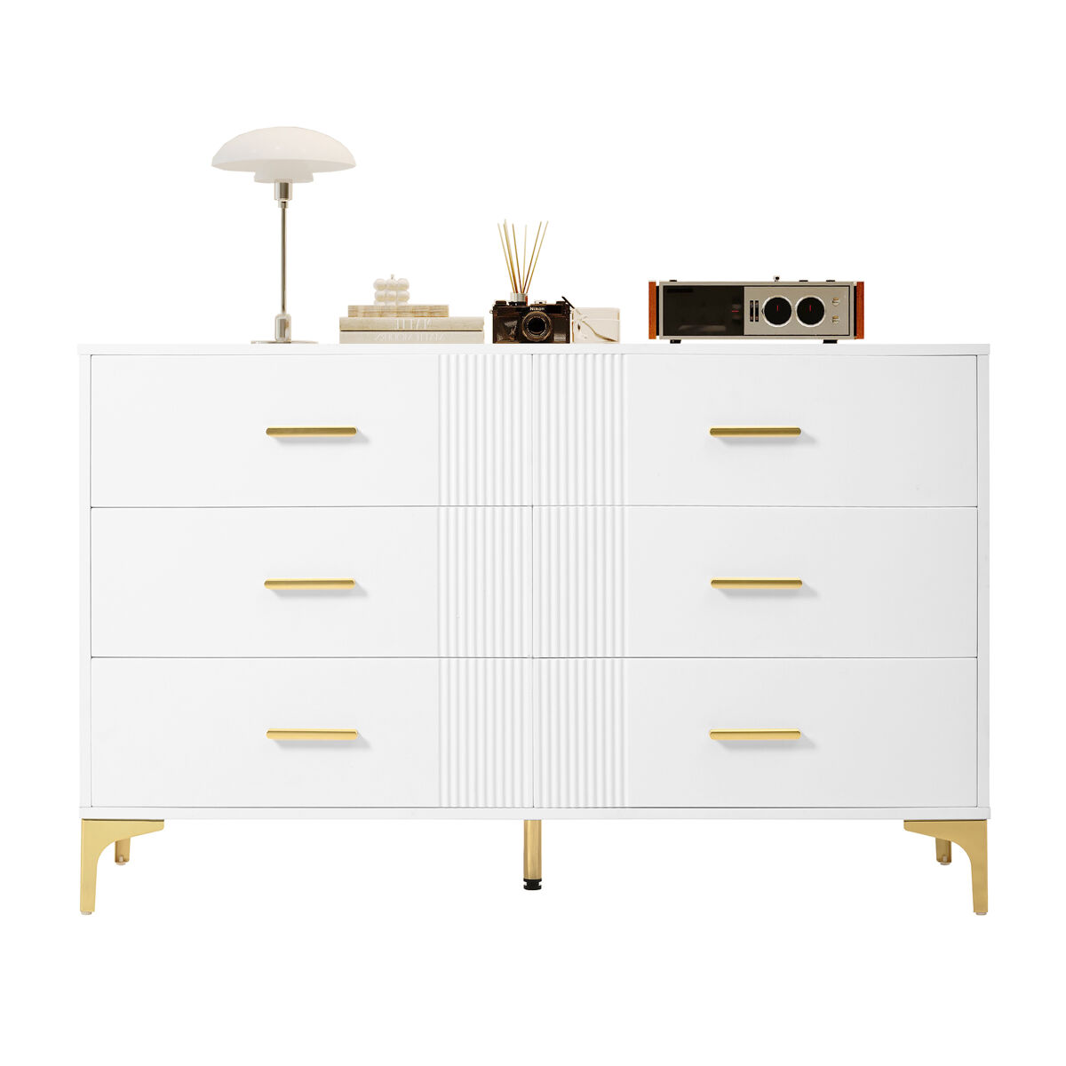 Cômoda 120x40x76 cm - com 6 gavetas para sala e quarto - branca