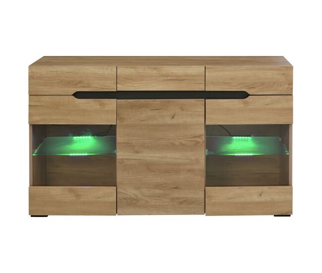 Aparador moderno - 3 portas, 3 gavetas e amplo espaço de armazenamento para sala de estar e sala de jantar