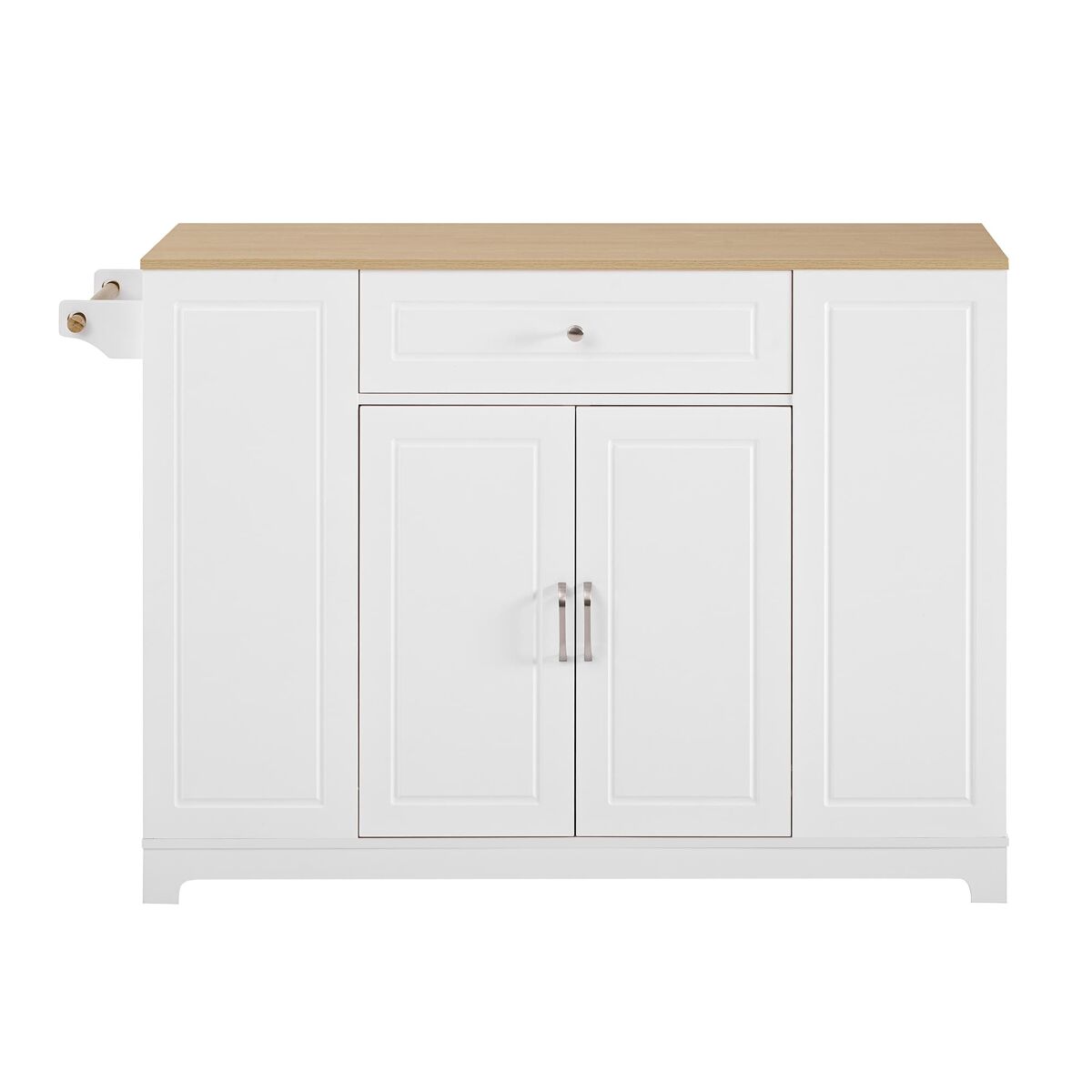 Ilha de cozinha móvel - área de jantar extensível, gavetas multifuncionais e compartimento para lixo, ideal para cozinha e sala de jantar - branco