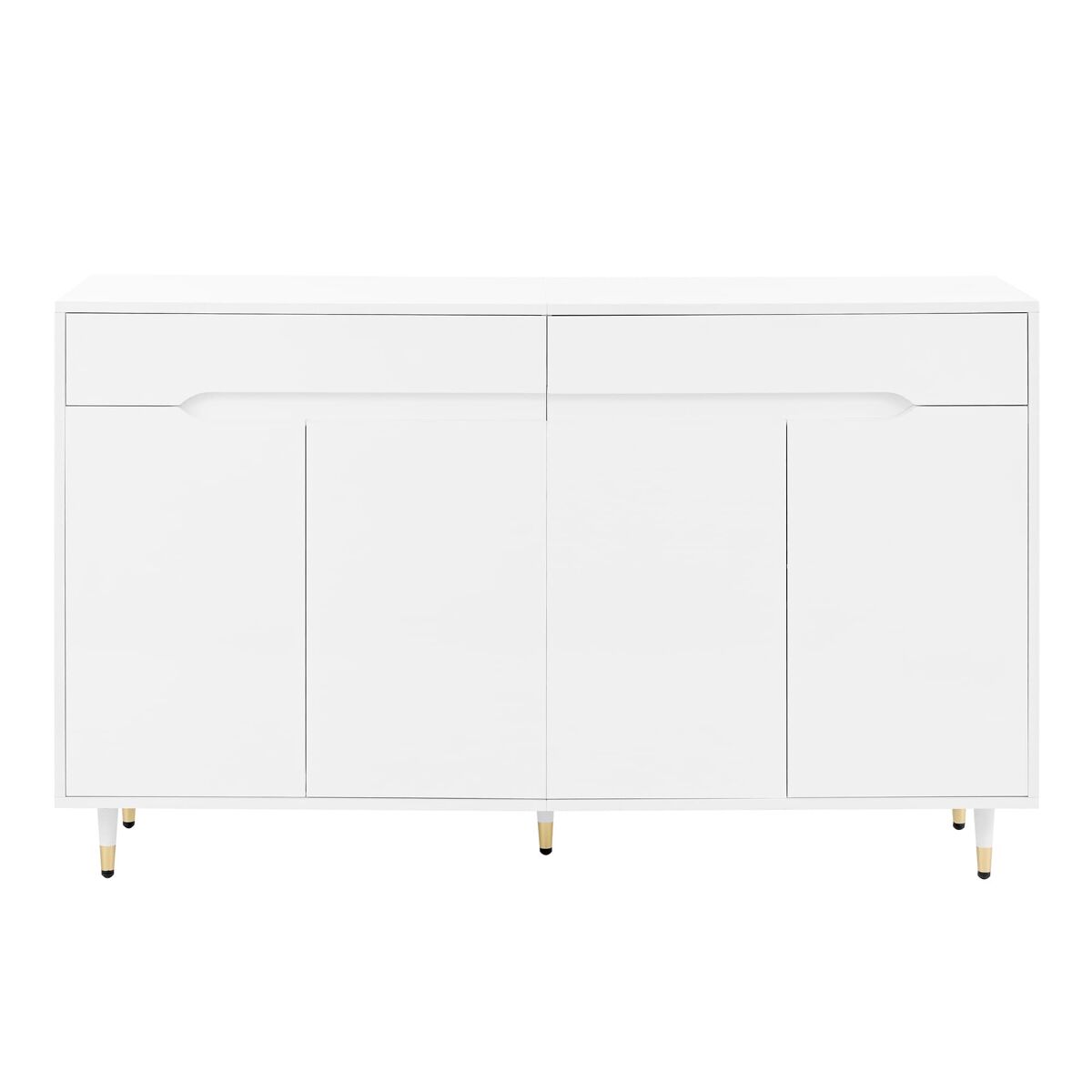 Sapateira moderna - 2 portas e 2 gavetas com prateleiras ajustáveis, pés dourados, capacidade para 18-24 pares - cor dourada e branca