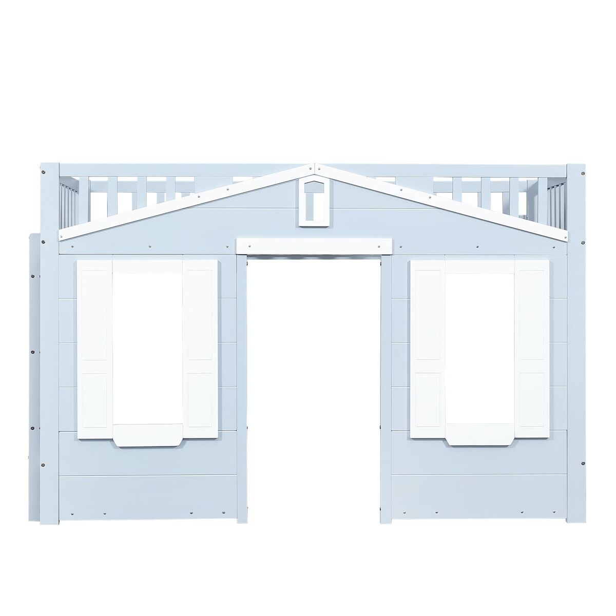 Cama alta infantil 90x200 cm - espaço livre debaixo da cama, design tipo janela, escada segura e estável - bleu