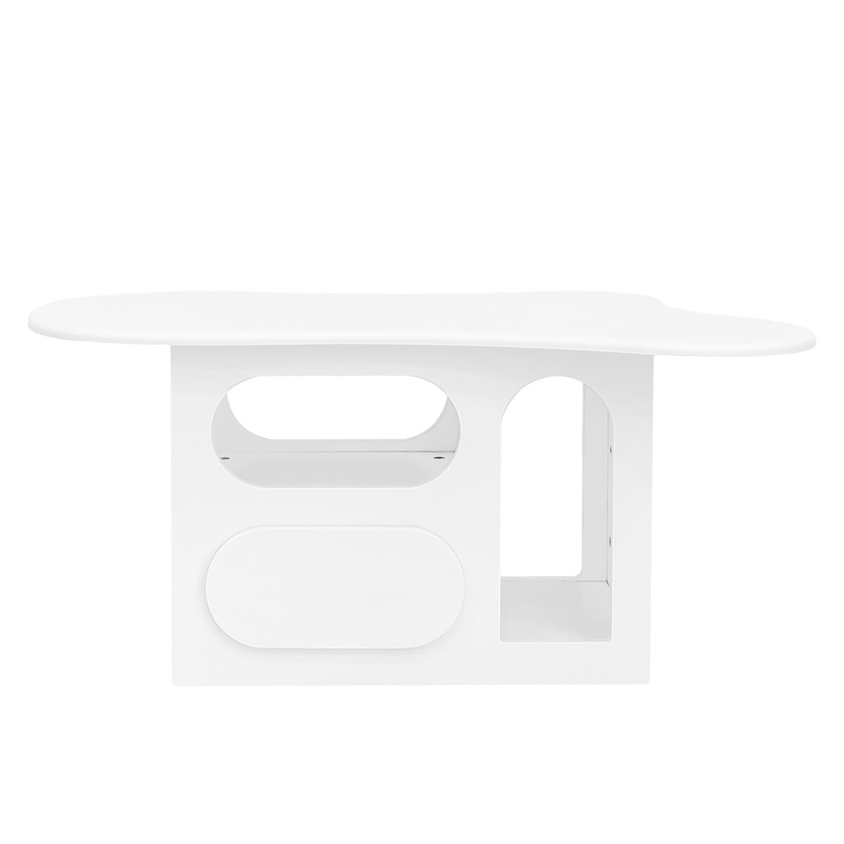 Mesa de centro 97x45x43,5 cm - formato de nuvem, gavetas e prateleiras abertas, materiais de alta qualidade