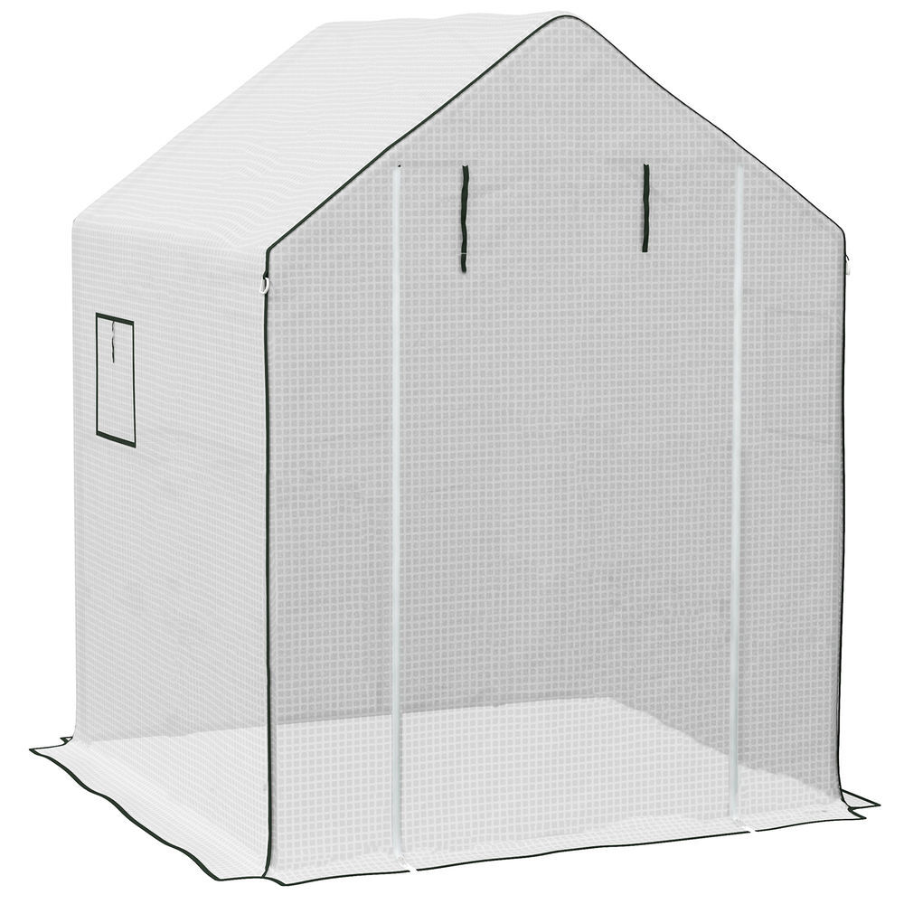 Outsunny cobertura para estufa 140x143x190 cm cobertura de substituição para estufa com janela porta com fecho de correr anti-uv proteção de plantas