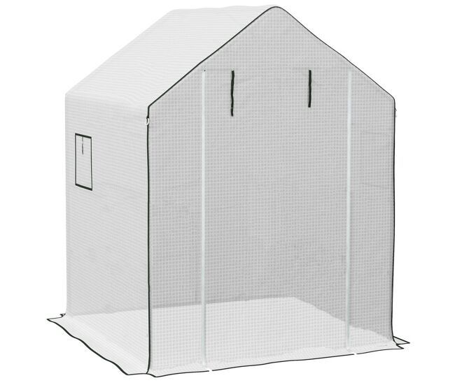 Outsunny cobertura para estufa 140x143x190 cm cobertura de substituição para estufa com janela porta com fecho de correr anti-uv proteção de plantas