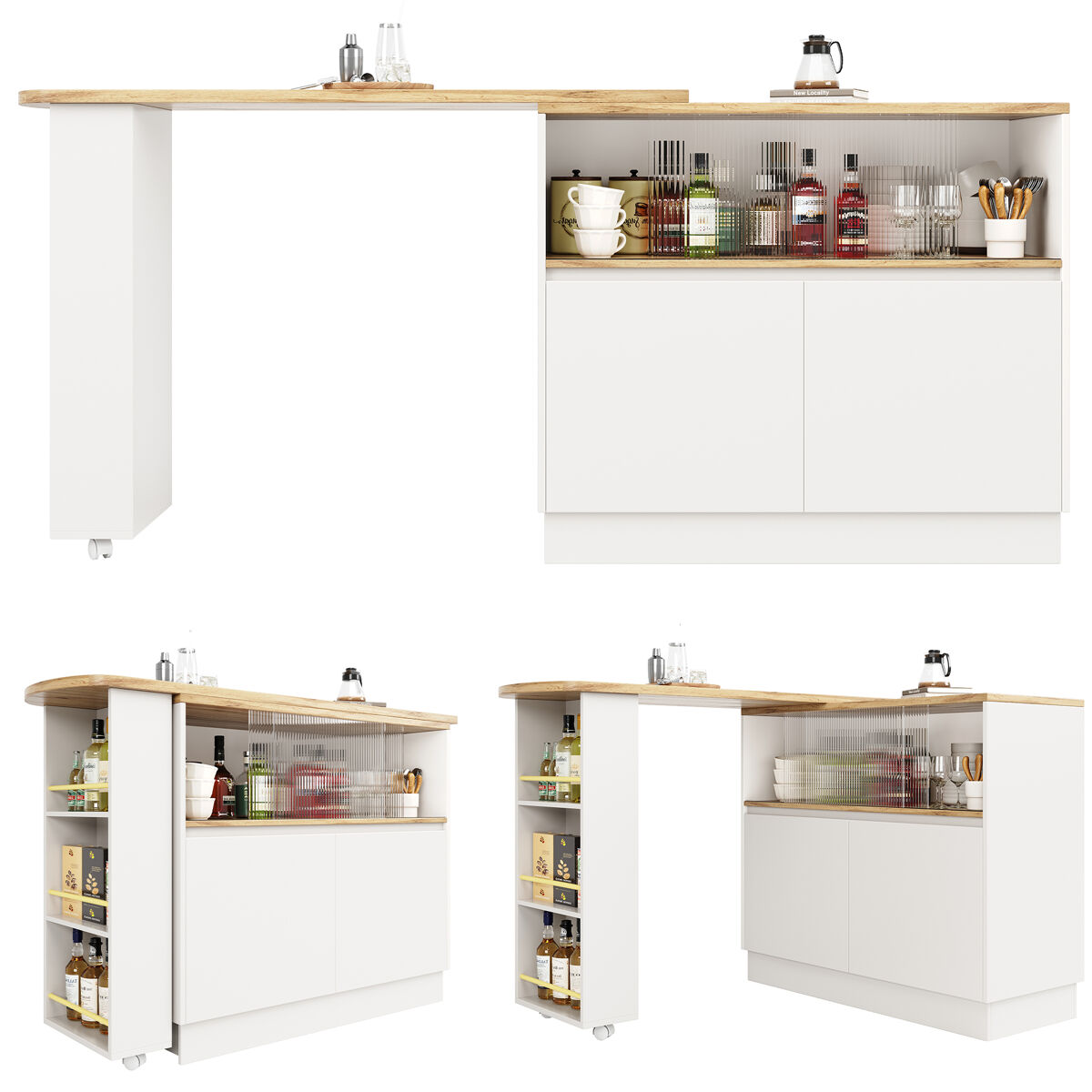 Mesa de bar extensível giratória 120x45