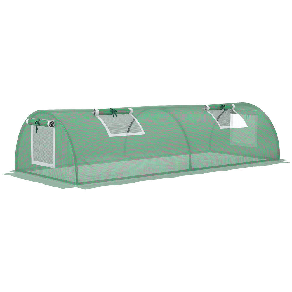 Outsunny estufa de exterior, 200x80x45 cm estufa de jardim com 4 janelas de rede enroláveis estrutura em aço e cobertura de pe 140g/m² anti-uv para