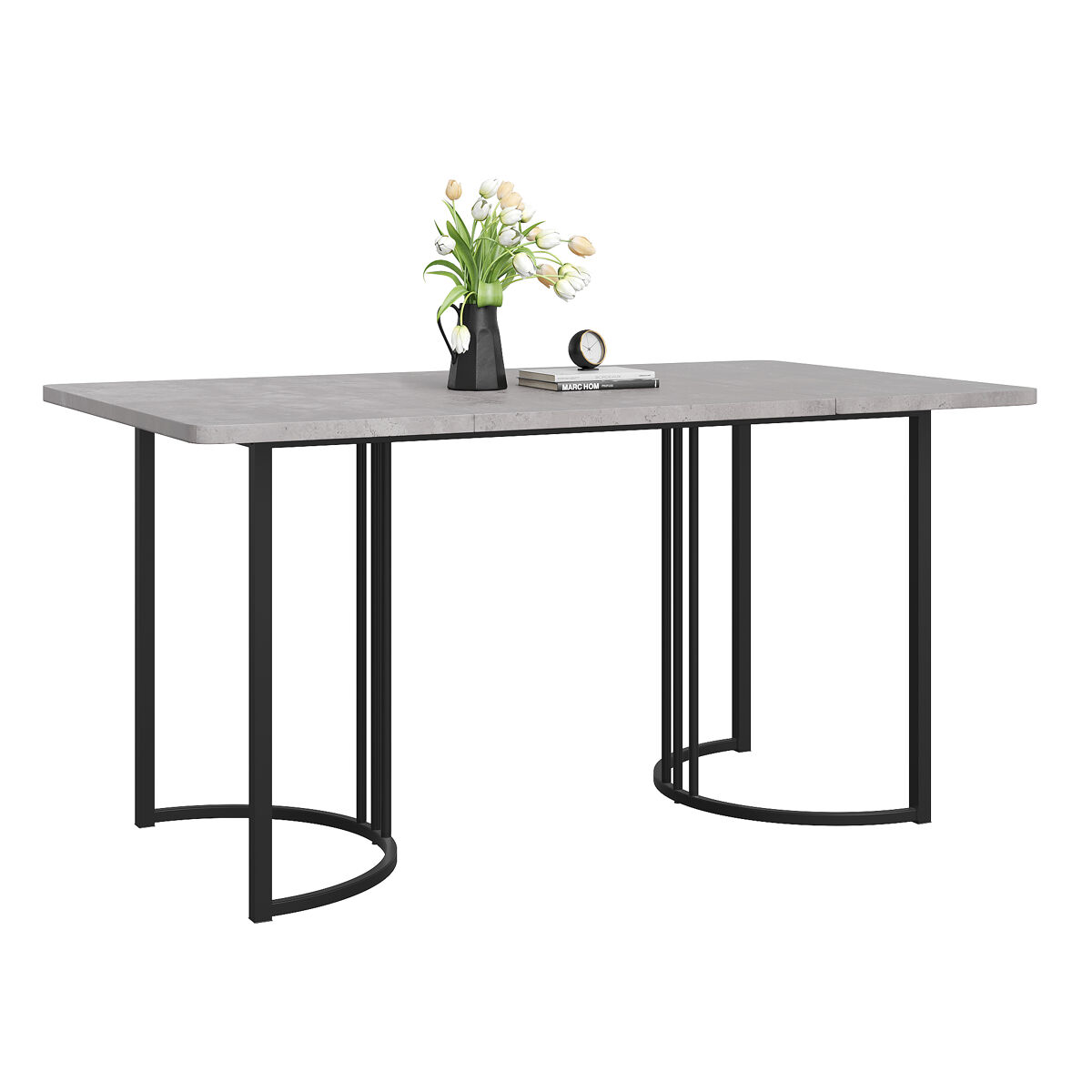 Mesa de jantar fixa retangular 140 cm de mdf,cinza