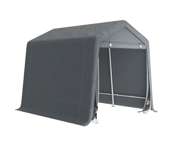 Outsunny tenda de jardim exterior para ferramentas e bicicletas, 2,4x2x2 m, abrigo exterior com estrutura metálica, 2 portas enroláveis com fecho,