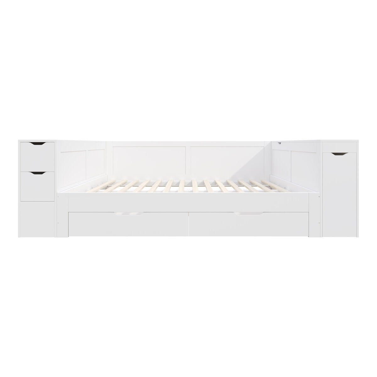 Cama infantil 140x200 - multifuncional com arrumação, gavetas e prateleiras - branco
