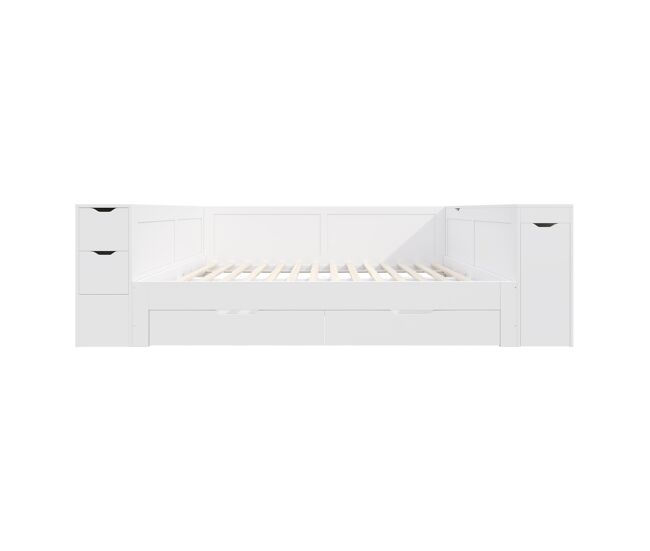 Cama infantil 140x200 - multifuncional com arrumação, gavetas e prateleiras - branco