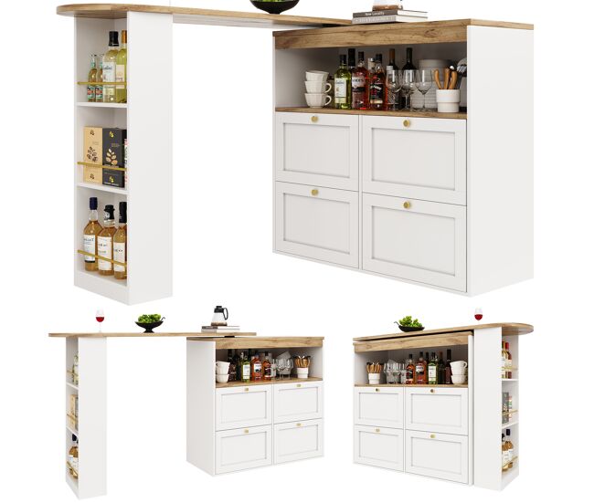 Mesa de bar extensível giratória de mdf,branco