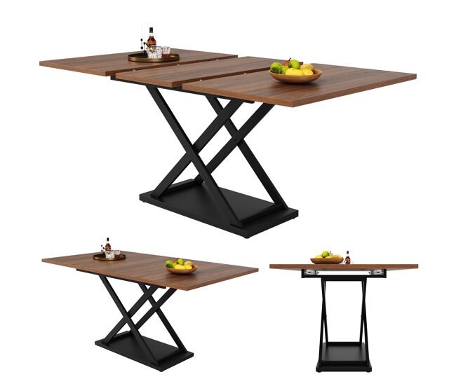 Mesa de jantar extensível retangular 120-160máx cm de mdf,noz