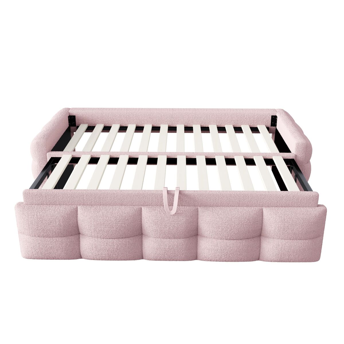 Sofá-cama extensível 90/180x190 cm - convertível individual e duplo, com estrado, multifuncional - rosa