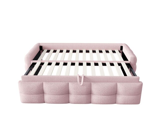 Sofá-cama extensível 90/180x190 cm - convertível individual e duplo, com estrado, multifuncional - rosa