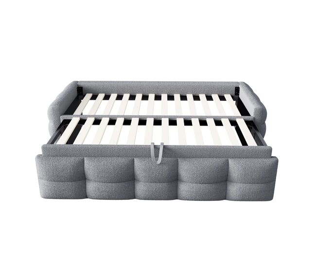 Sofá-cama extensível 90/180x190 cm - conversível individual e duplo, com estrado, multifuncional - cinza