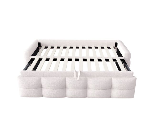 Sofá-cama extensível 90/180x190 cm - conversível individual e duplo, com estrado, multifuncional - bege