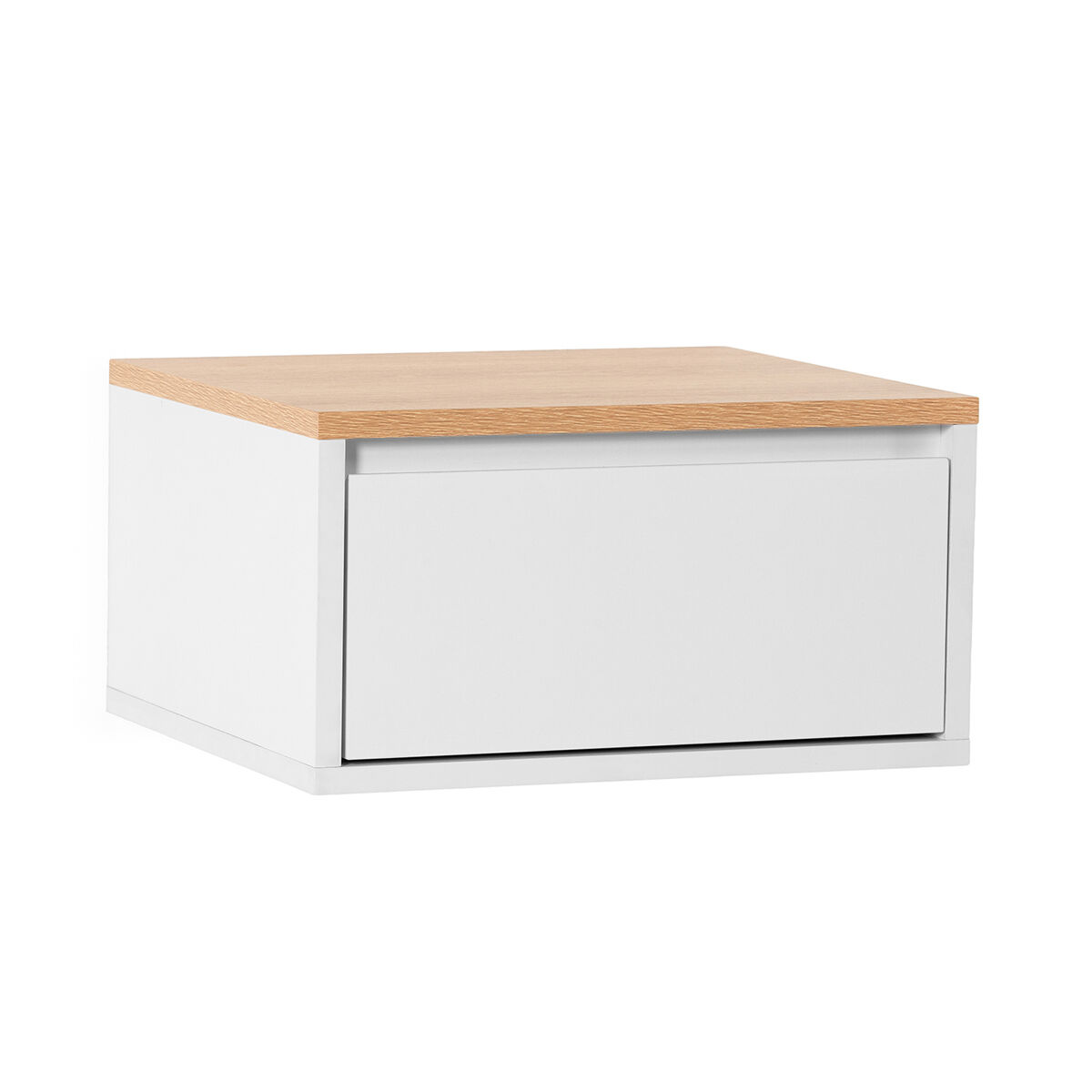 Vs Venta-Stock Mesa De Cabeceira Suspensa Desi 1 Gaveta Em /Carvalho Branco